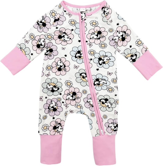 Bow Dream Baby Girl Clothing Footies Bamboo Rayon Baby Girl Clothes Baby Romper Jumpsuit Newborn-24 Months