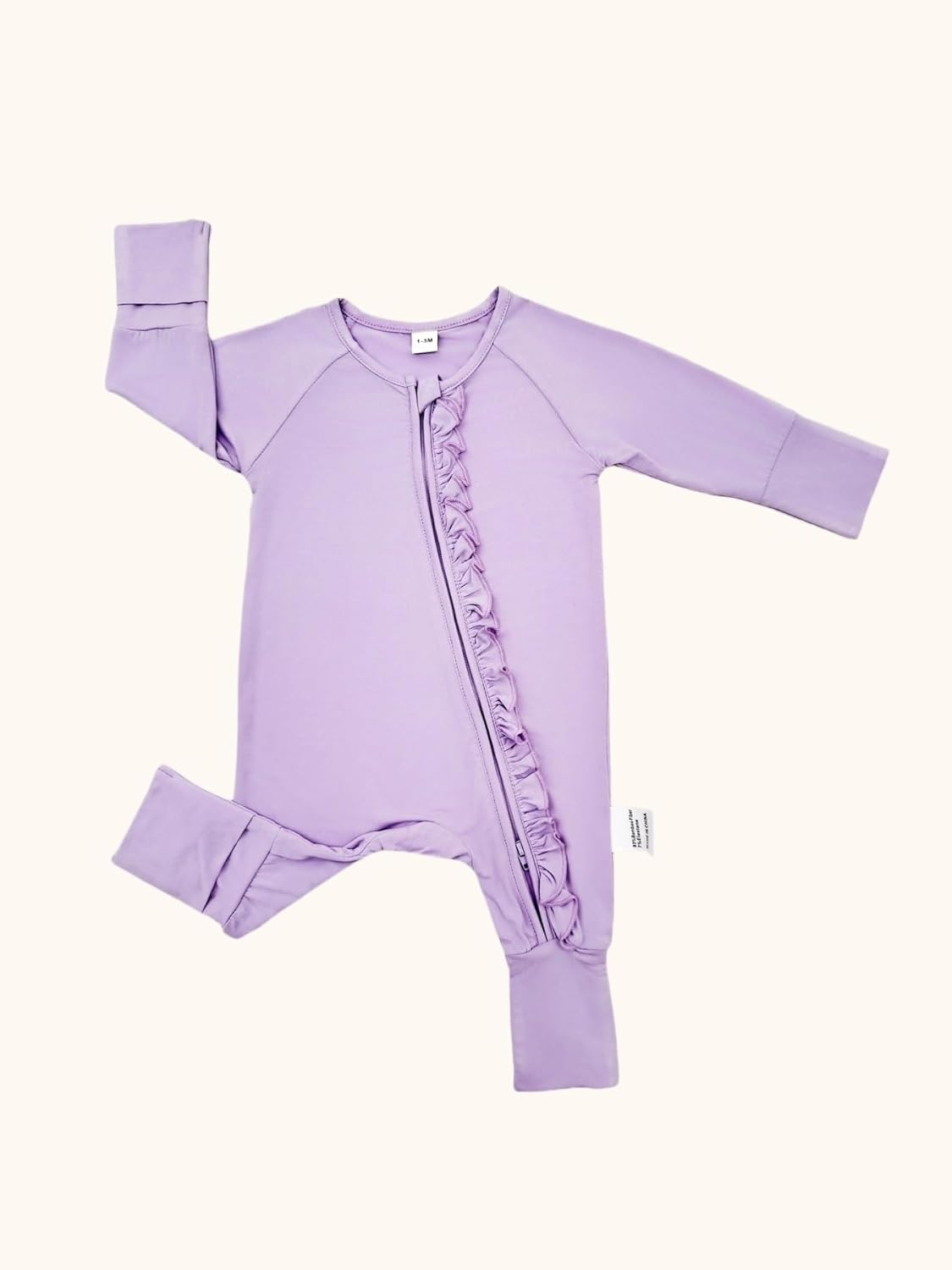 Bow Dream Bamboo Baby Boy Romper Footed Long Sleeve Footies Newborn Girl Clothes Footless with Zipper and Mitten Cuffs